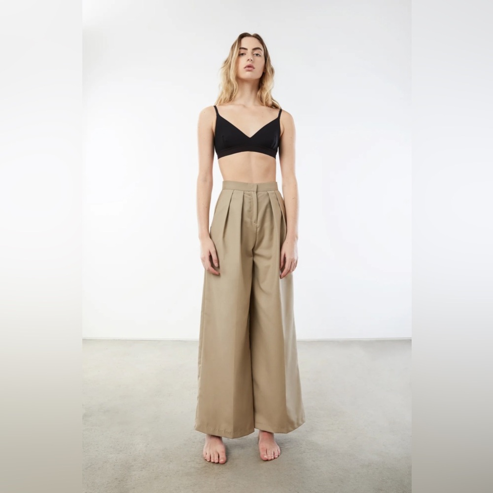 *BLACK* OAK + FORT Wide-Leg Pleated Front Pants - Black Women’s size XS